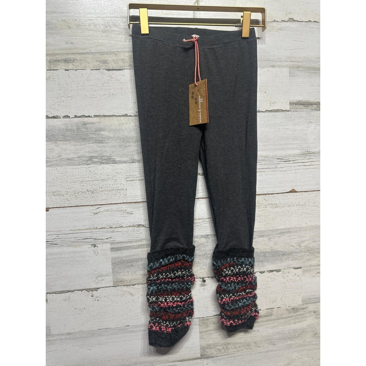 Mimi & Maggie Sonora Valley Leggings Girls 4 Gray Knit Leg Warmer Boho NWT0