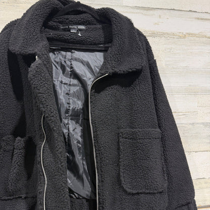 Hyfve Sherpa Jacket Women Large Black Polyester Teddy Fleece Casual EUC4