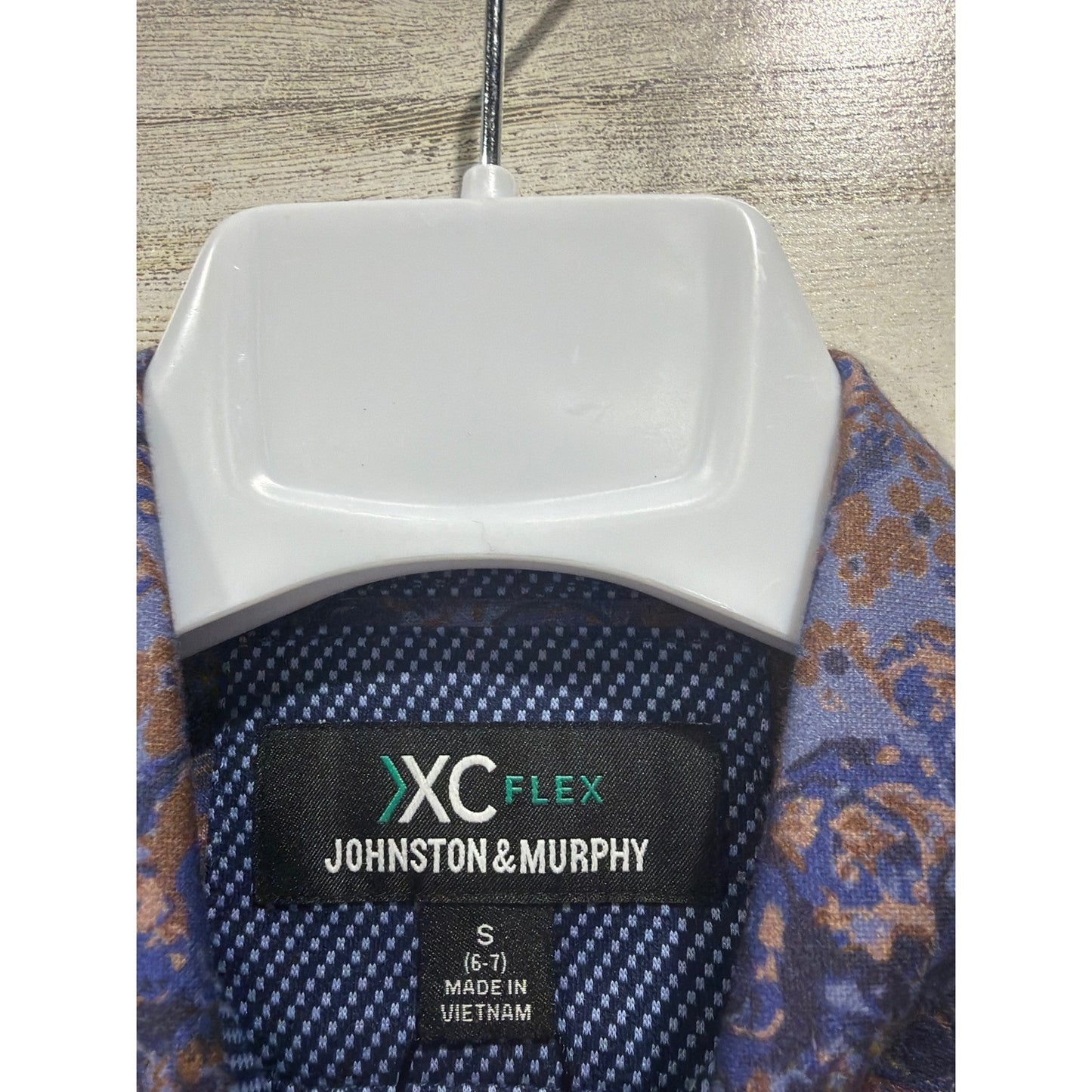 Johnston & Murphy Button Up Boys S 6-7 Purple Floral XC Flex Cotton EUC1