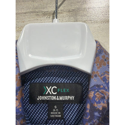 Johnston & Murphy Button Up Boys S 6-7 Purple Floral XC Flex Cotton EUC1