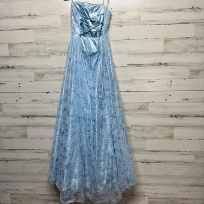 Floral Sequin Gown B. Darlin Juniors 15/16 S Blue Corset Back Fairycore Prom7