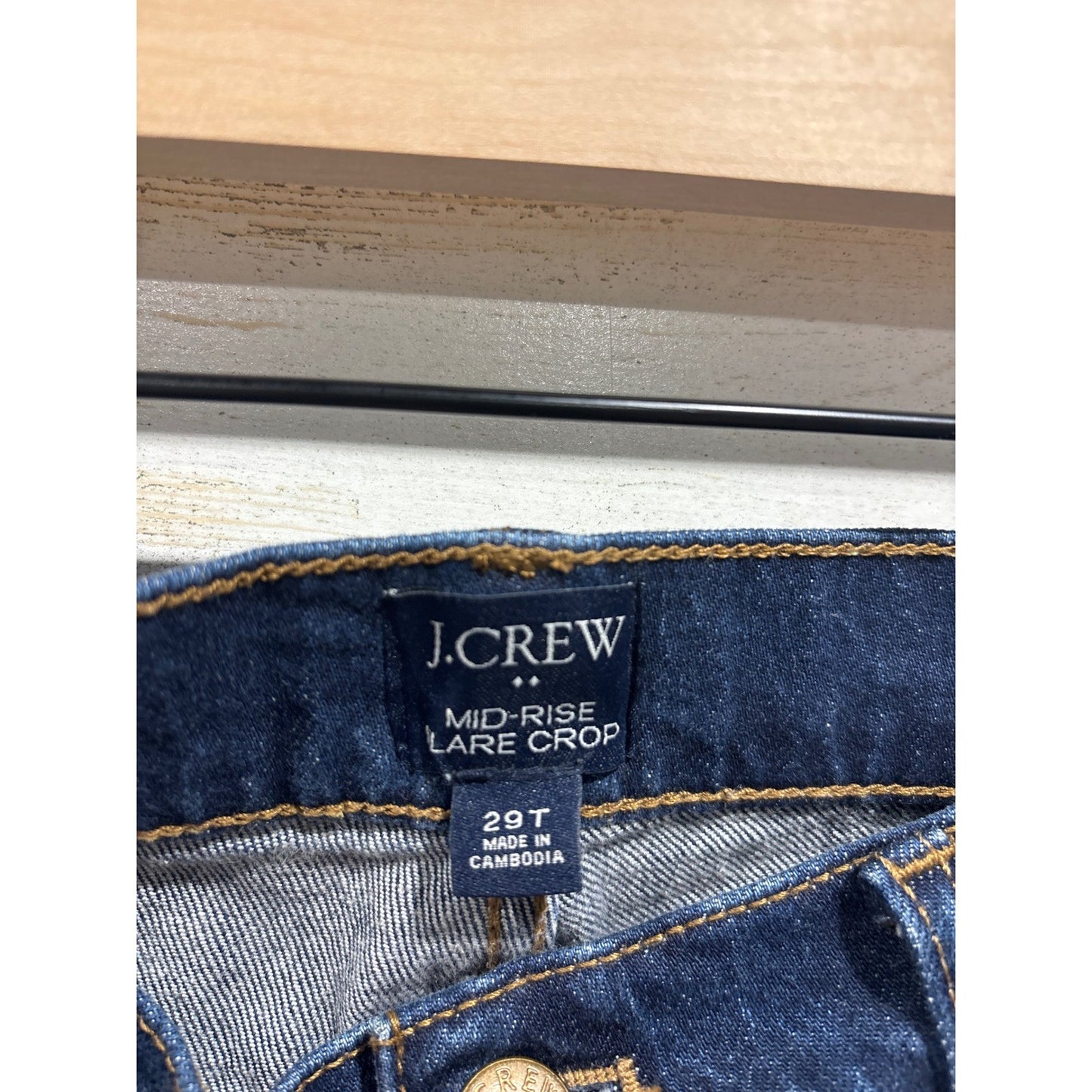 J.Crew Mid Rise Flare Crop Jeans Women Size 29T Blue Button Fly Stretch Classic1