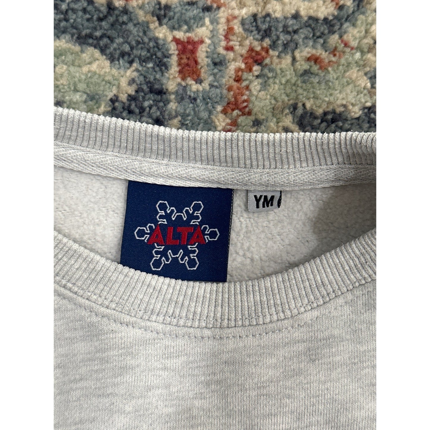 Alta Utah Crewneck Sweatshirt Kids Medium Grey Mountain Graphic Pullover *Flawed4