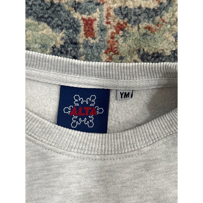 Alta Utah Crewneck Sweatshirt Kids Medium Grey Mountain Graphic Pullover *Flawed4