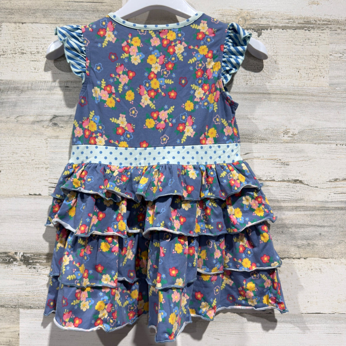 Matilda Jane Tiered Ruffle Tunic Top Girls 8 Floral Polka Dot Cotton Boho EUC2
