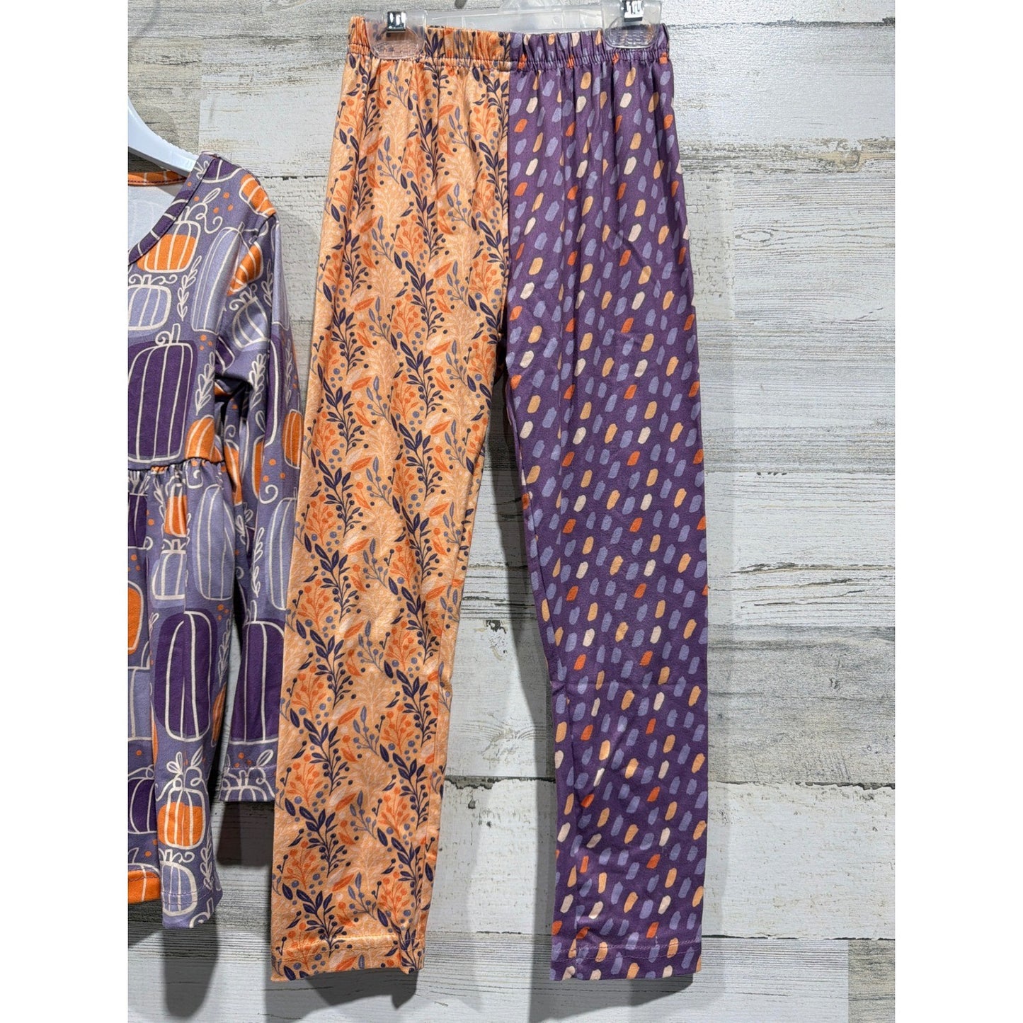 Pete and Lucy Pant Set Girls 5 Purple Orange Pumpkin Fall Boutique EUC2