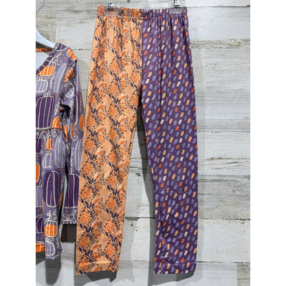Pete and Lucy Pant Set Girls 5 Purple Orange Pumpkin Fall Boutique EUC2
