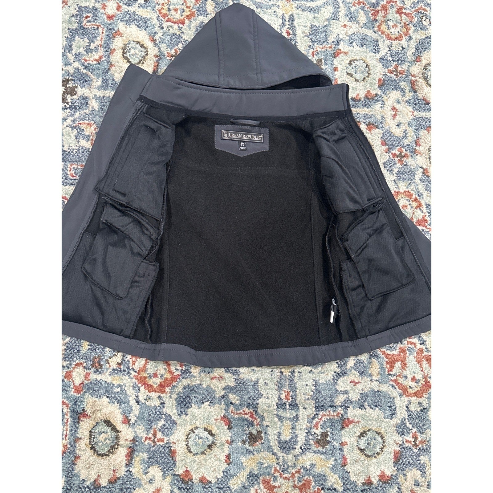Water Resistant Urban Republic Hooded Jacket 3T Gray Fleece Lined Full Zip EUC2