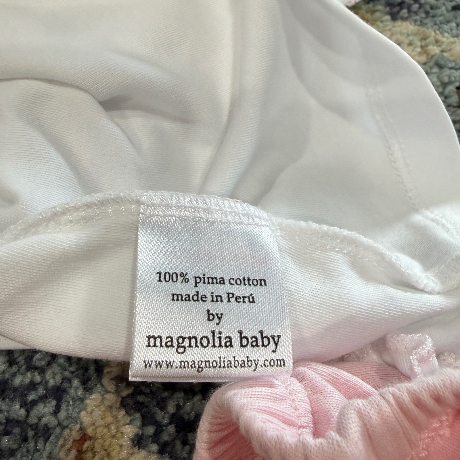 Magnolia Baby Smocked Set Fits Girls 3-6m White Pink Pima Cotton Heirloom EUC*5