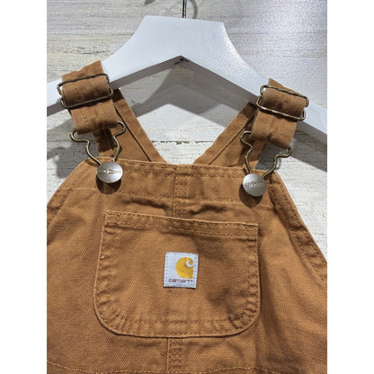 Carhartt Canvas Bib Overalls Boys 18M Brown Double Knee1