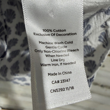 Talbots Shell Print Tunic Shirt Women XL 100% Cotton Coastal Preppy EUC3