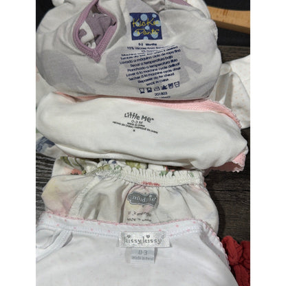 Kickee Pants Kissy Kissy Baby Girl 0-3M Pink Bamboo Pima Cotton Bundle EUC6