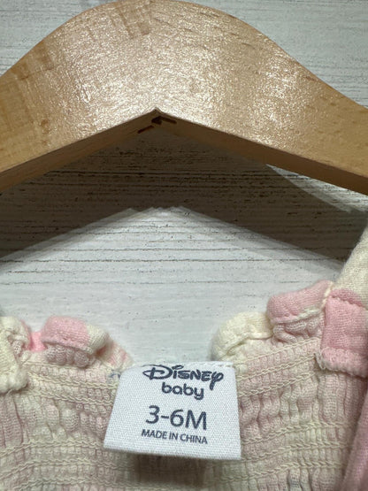 Disney Baby Minnie Mouse Dress Baby Girl 3-6M Pink Gauze Smocked Ruffle EUC1