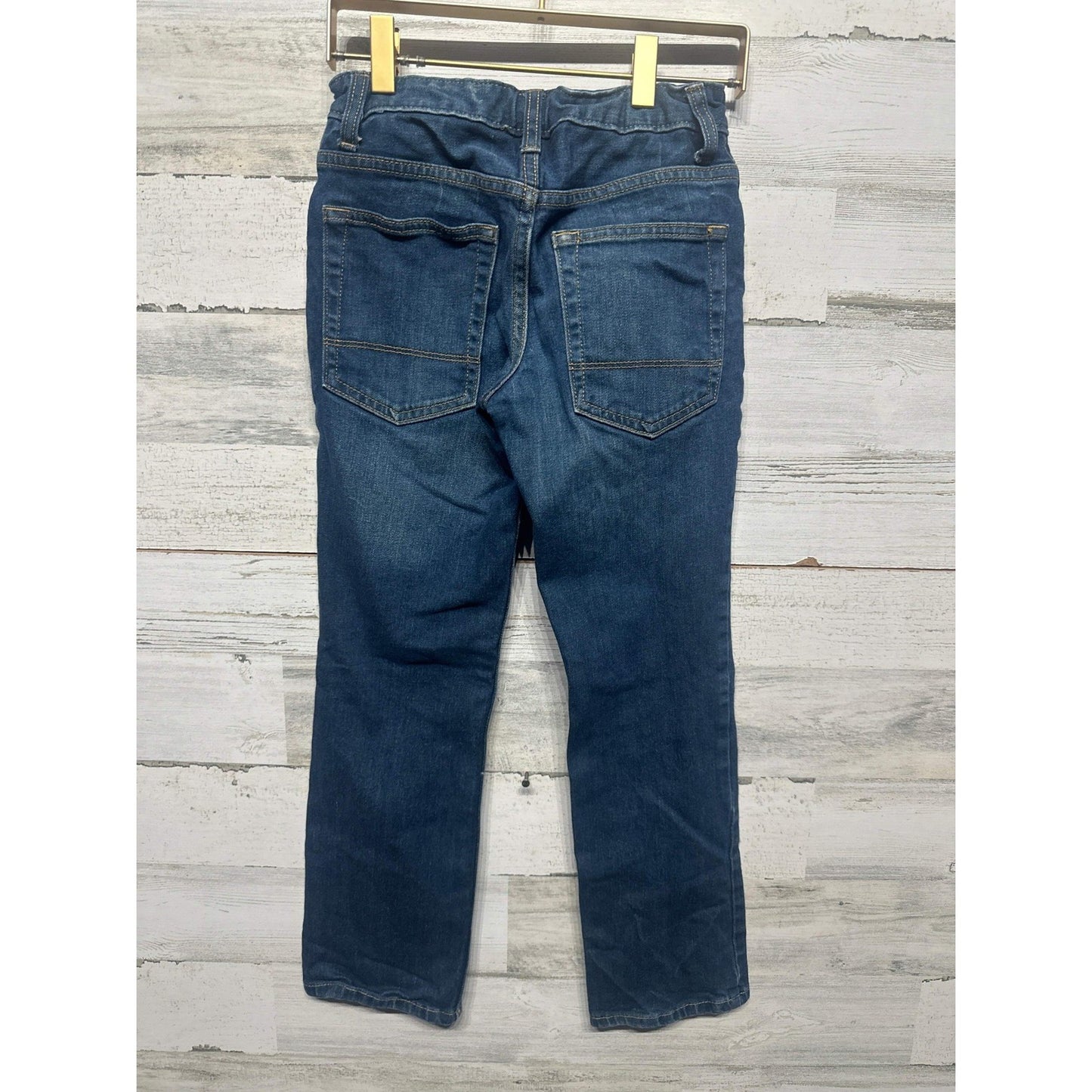 Cat & Jack Straight Jeans Boys 8 Dark Wash Adjustable Waist EUC1