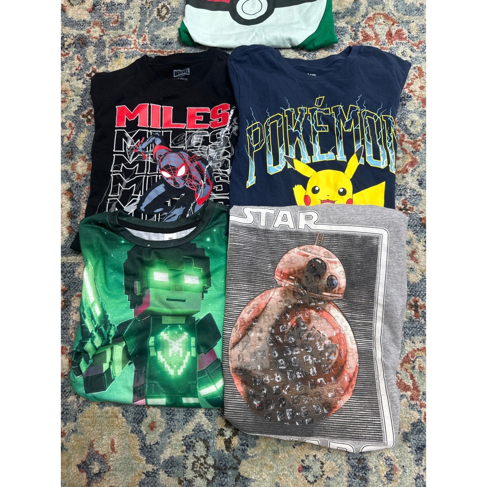 Pokémon Marvel Star Wars Kids Youth Large 10/12 Graphic Tee Bundle1