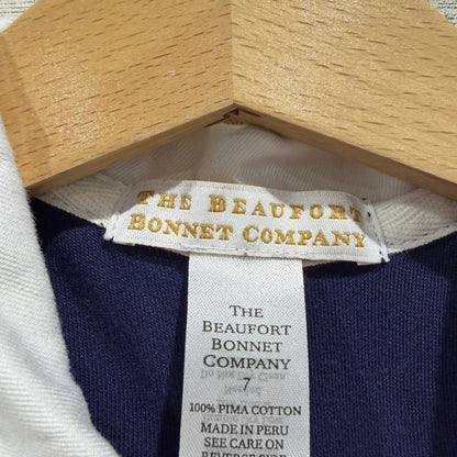 The Beaufort Bonnet Company Rugby Shirt Boys 7 Navy White Red Colorblock *Flawed4