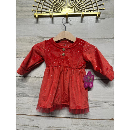 Delia's Girl Long Sleeve Dress Girls 0-3M Red Polka Dot Velvet Holiday NWT0