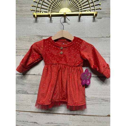 Delia's Girl Long Sleeve Dress Girls 0-3M Red Polka Dot Velvet Holiday NWT0