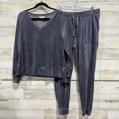 Soma WKND Velour Lounge Set Women Size M Gray Polyester Spandex Casual Cozy0
