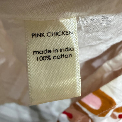 Pink Chicken Midi Dress Women Small Tan Leopard Sequin Cuff Cotton Boho EUC6