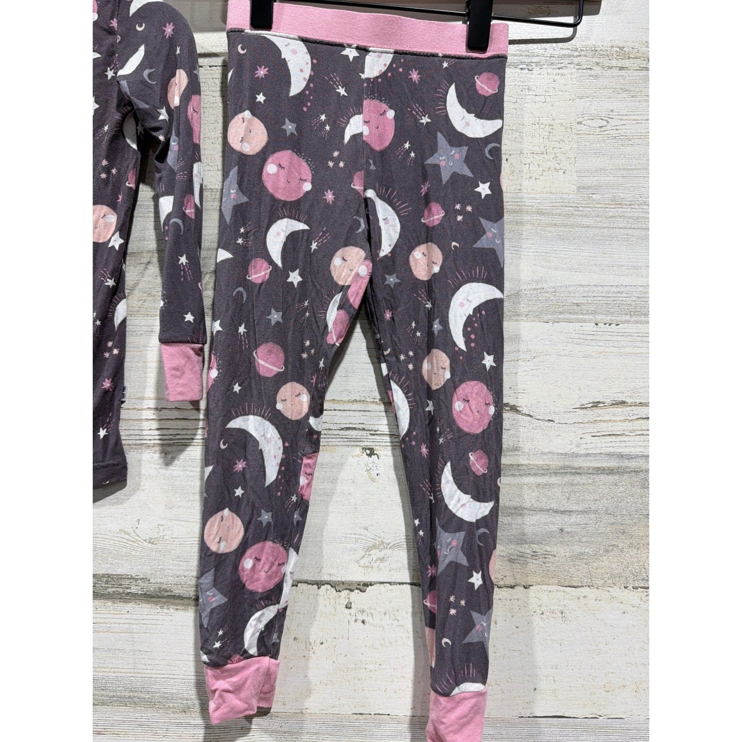Little Sleepies Pajama Set Girls 2T Gray Pink Moon Stars Celestial2