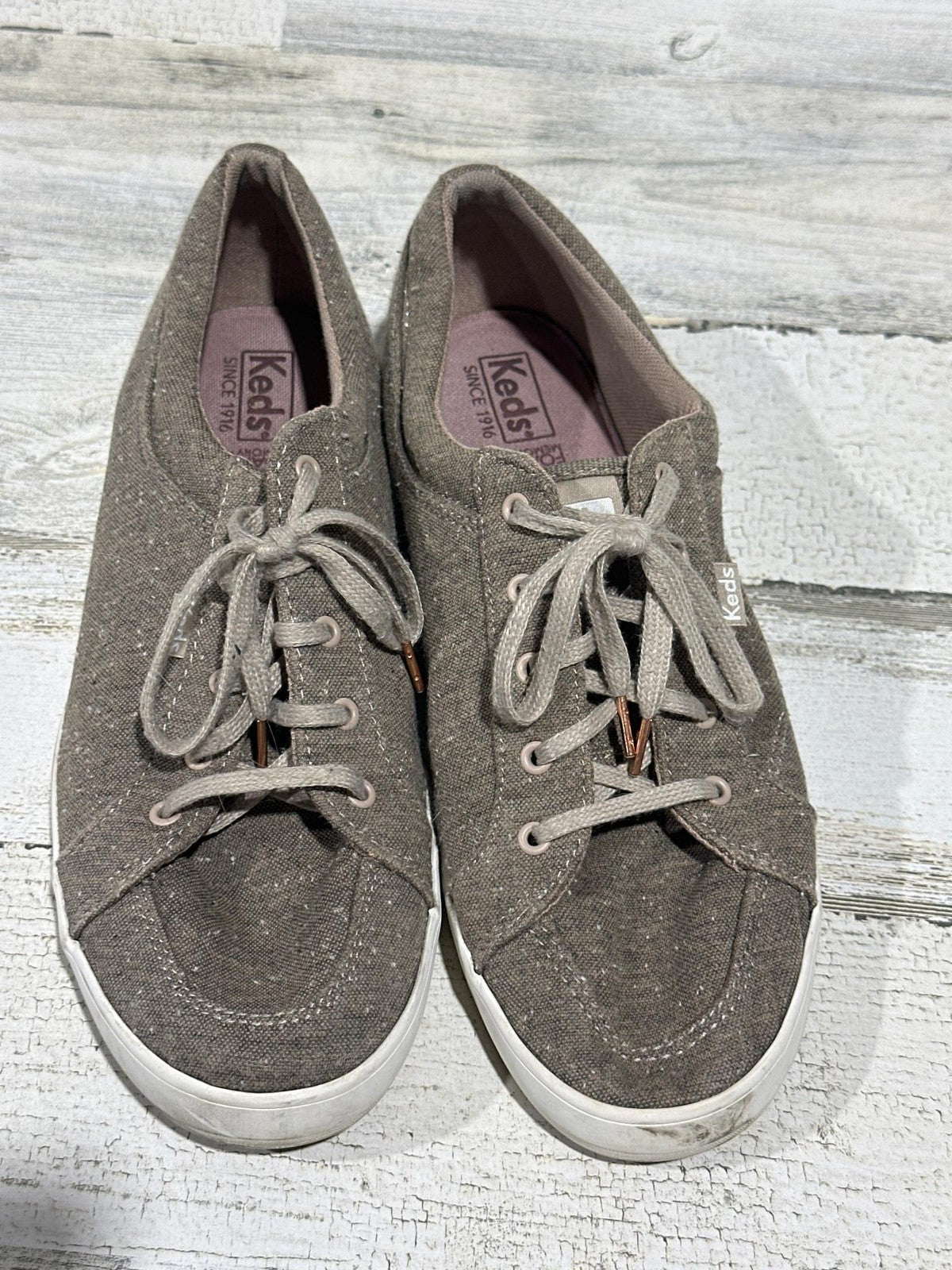 Keds Canvas Low Top Sneakers Women 9 Brown Textured Lace Up GUC2