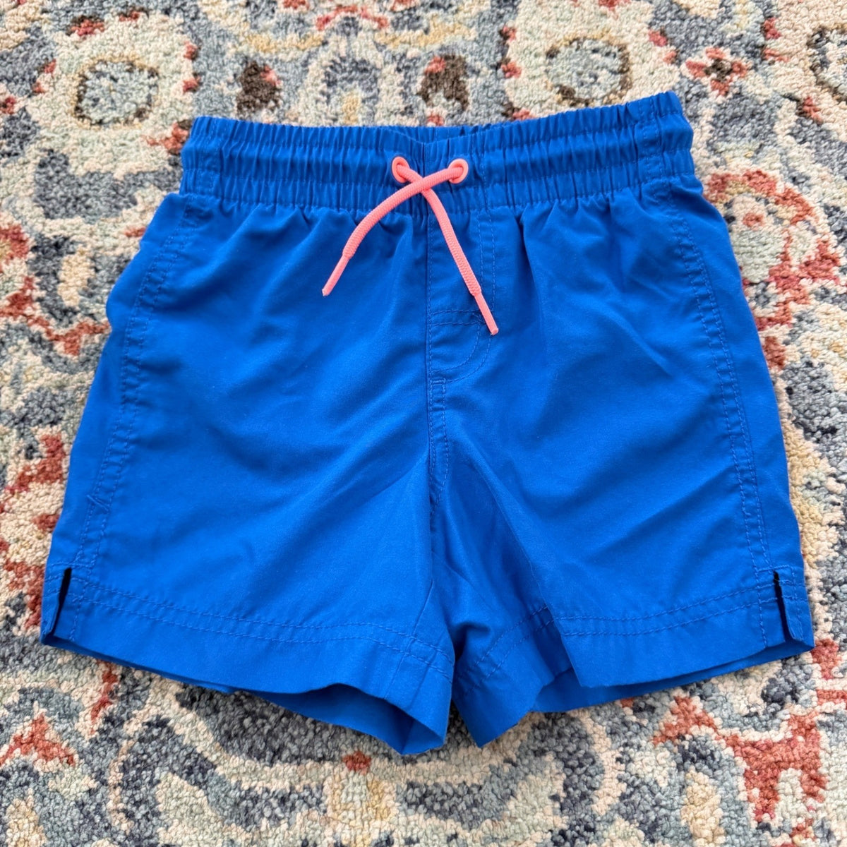 Old Navy Swim Trunks Boys Size 5 Blue Orange Drawstring Beach Summer EUC0