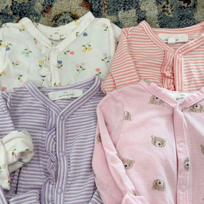 Starting Out Sleepers Headbands Girls Newborn Bundle Soft Pink Purple Floral EUC1