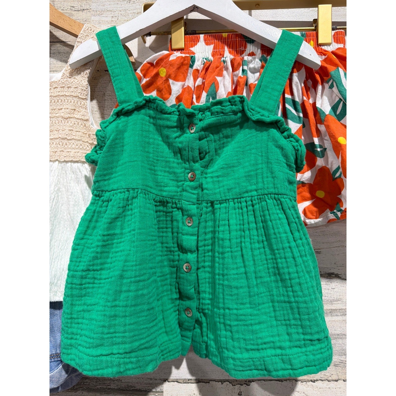 Cat & Jack Rachel Zoe Girls 4T Green Orange Floral Summer Bundle Boho1