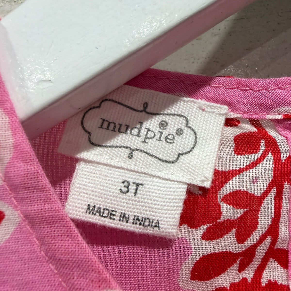 Mud Pie Floral Tiered Dress Girls 3T Pink 100% Cotton Boho EUC2