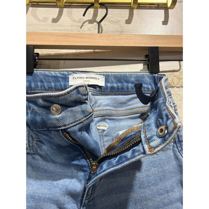 Flying Monkey Wide Leg Jeans Girls 7 Blue Mid Rise Adjustable Waist Skater EUC6
