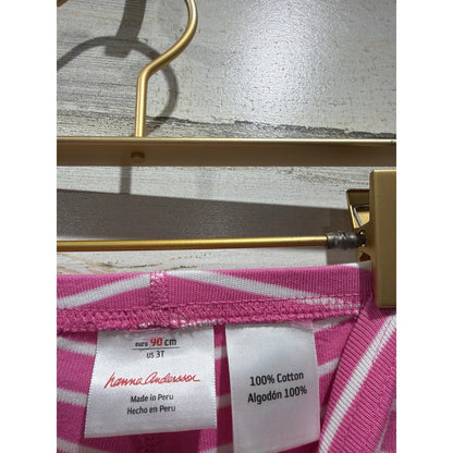 Hanna Andersson PJ Bundle Girls 3T Pink Bird Print Striped Organic Cotton EUC5