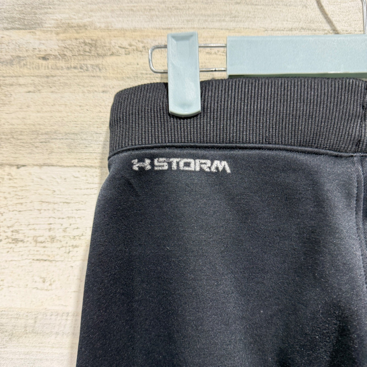 Under Armour Storm Sweatpants Boys YMD Black Fleece Loose Sporty EUC4