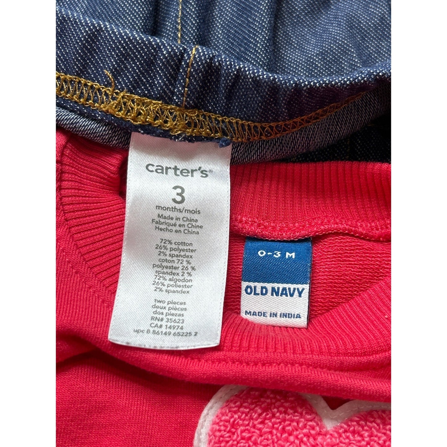 Old Navy 0-3M Sweatshirt 3M Leggings Girls Pink Denim Flower EUC3