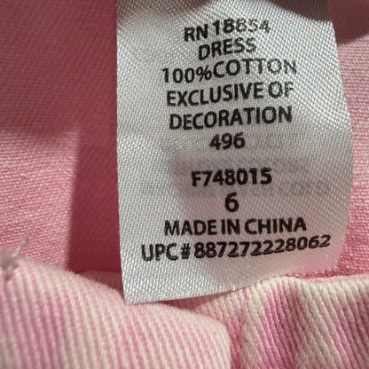 Rare Editions Heart Button Denim Dress Girls 6 Pink Cotton Acid Wash Retro EUC3