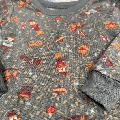 Modern Moments Pajama Set Kids 18M Gray Nutcracker Holiday Festive EUC1
