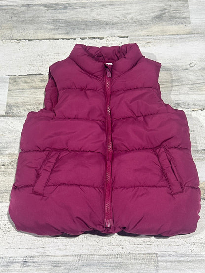 Old Navy Puffer Vest Kids 5T Magenta Fleece Lined Quilted Hem EUC0