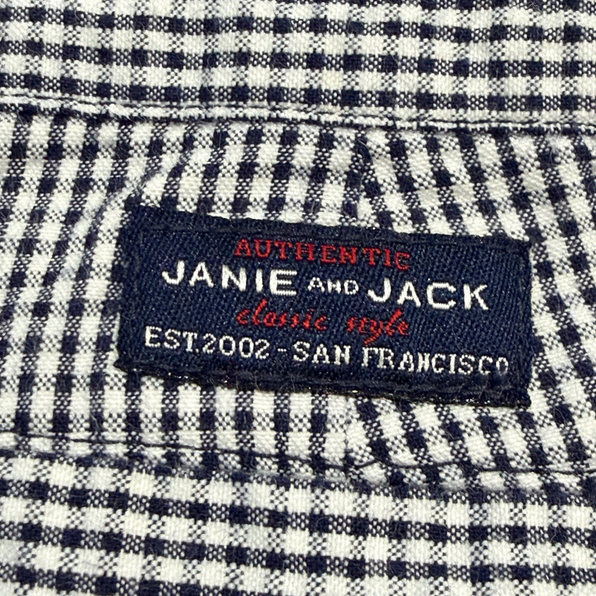Janie and Jack Gingham Shorts Boys 5 Navy Blue Check Preppy Classic GUC*4