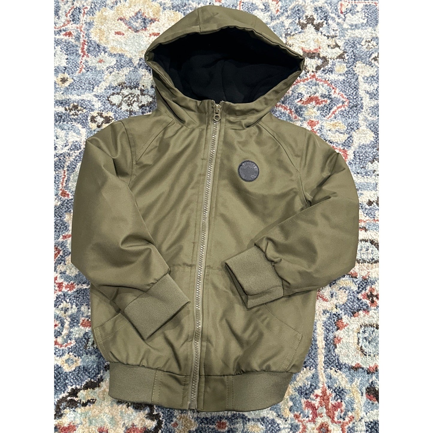First Wave Hooded Bomber Jacket Boys 4/5 Olive Green Full Zip0