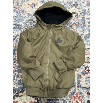 First Wave Hooded Bomber Jacket Boys 4/5 Olive Green Full Zip0