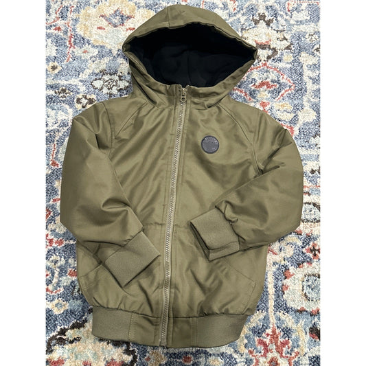 First Wave Hooded Bomber Jacket Boys 4/5 Olive Green Full Zip0