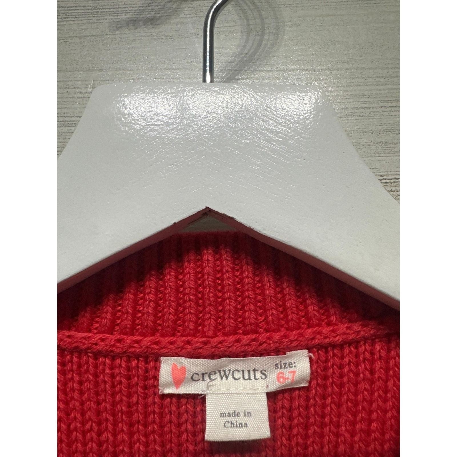 Crewcuts Cable Knit Sweater Girls 6/7 Red Long Sleeve EUC1