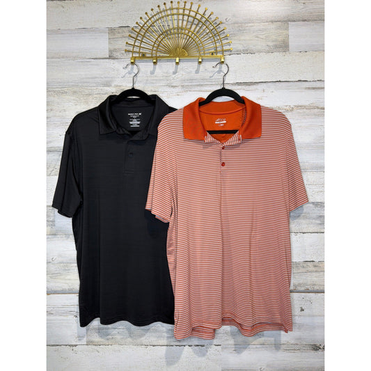 Member's Mark BCG Golf Polo Bundle Men Large Black Orange Striped Athletic EUC0