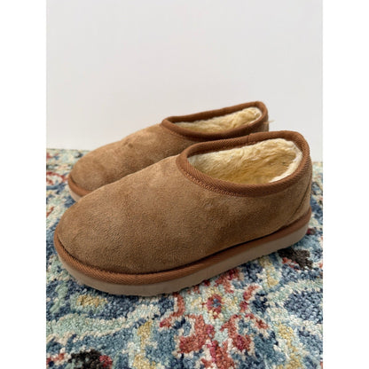 Australian Made Slippers Kids Size 4 Youth Brown Shearling Suede Cozy1