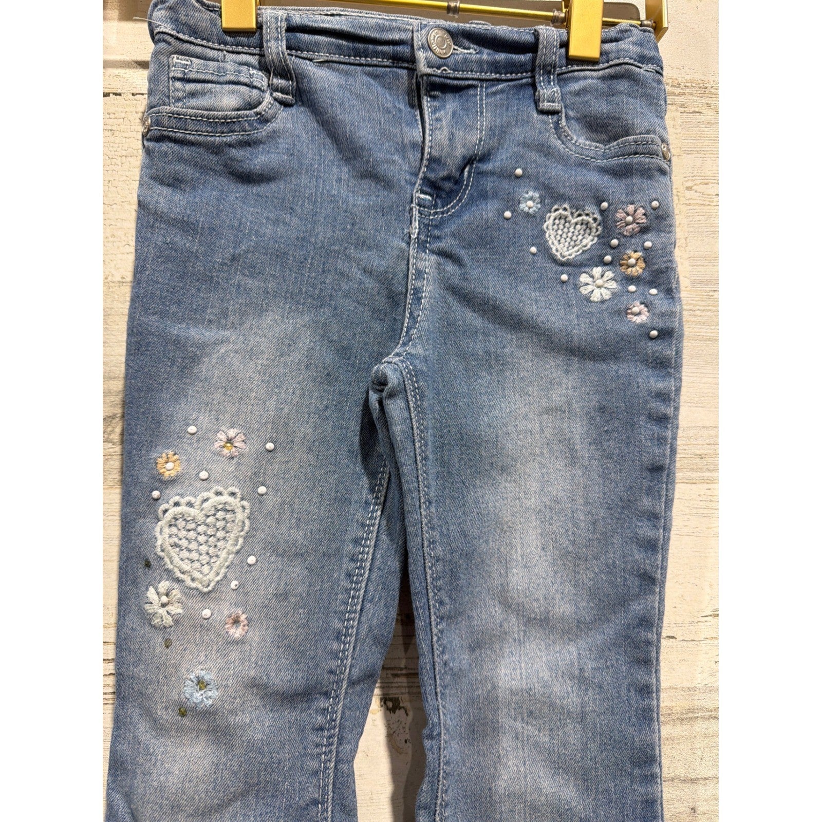 Hayden Wallflower Jeans Girls 6 Blue Distressed Embroidered Flare Bundle3