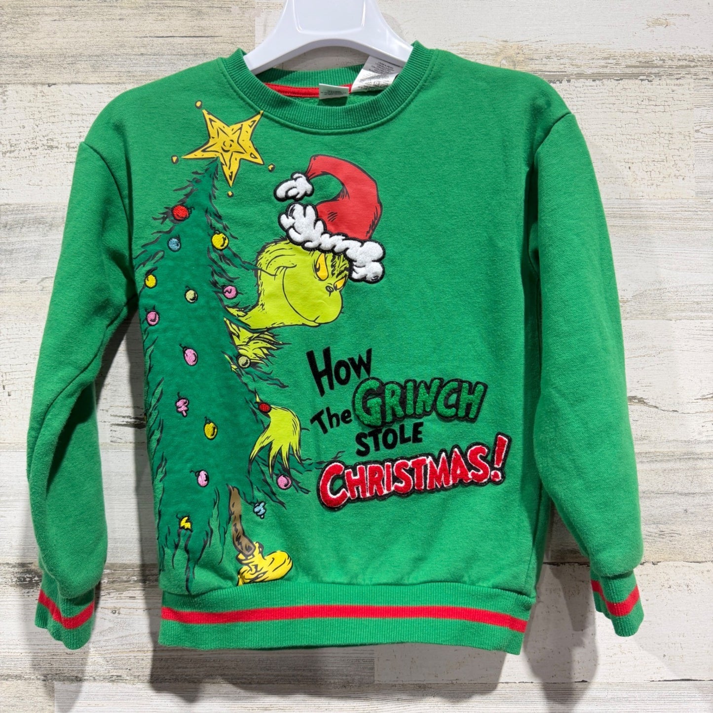 Dr. Seuss The Grinch Sweatshirt Youth Small 6/7 Green Holiday Festive0
