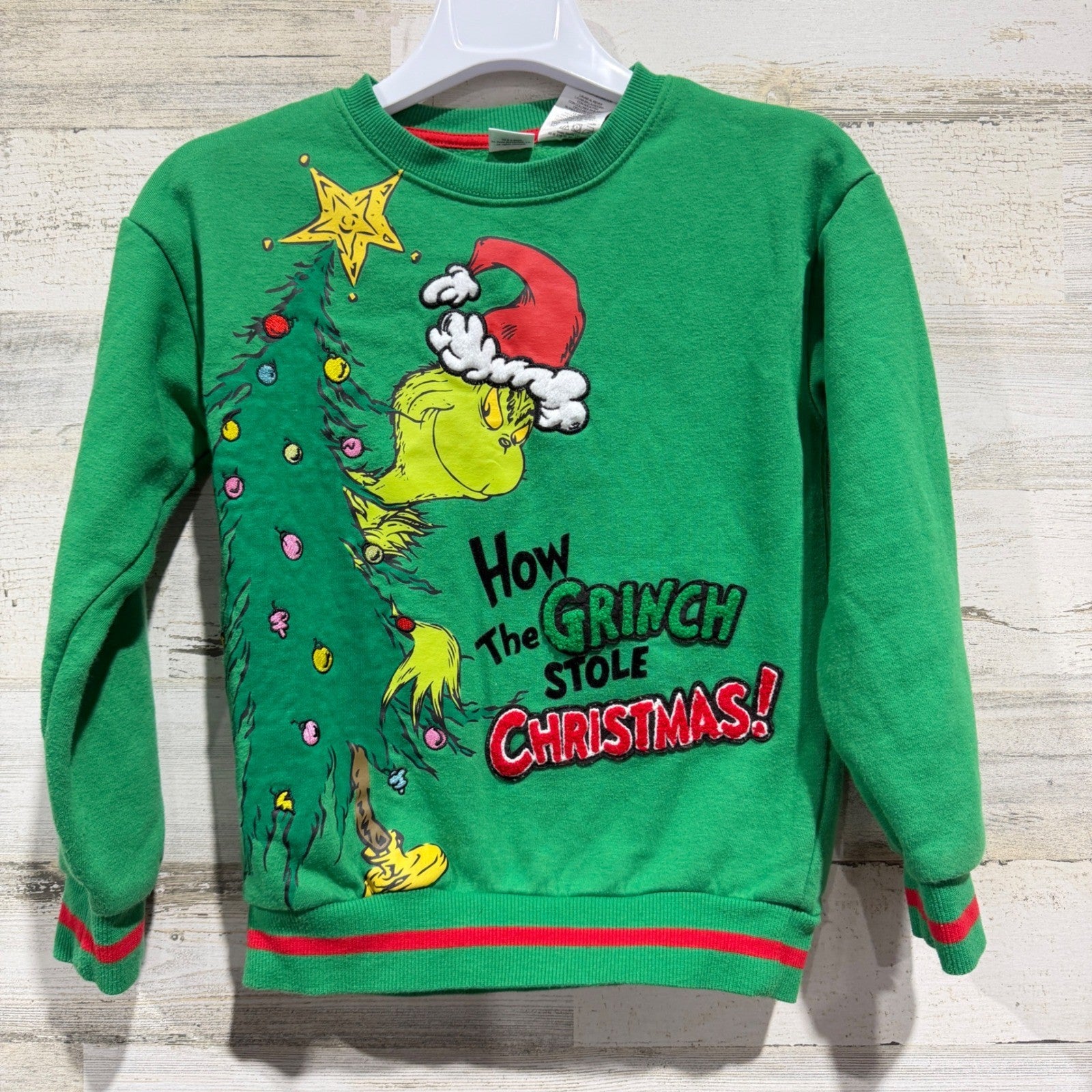 Dr. Seuss The Grinch Sweatshirt Youth Small 6/7 Green Holiday Festive0