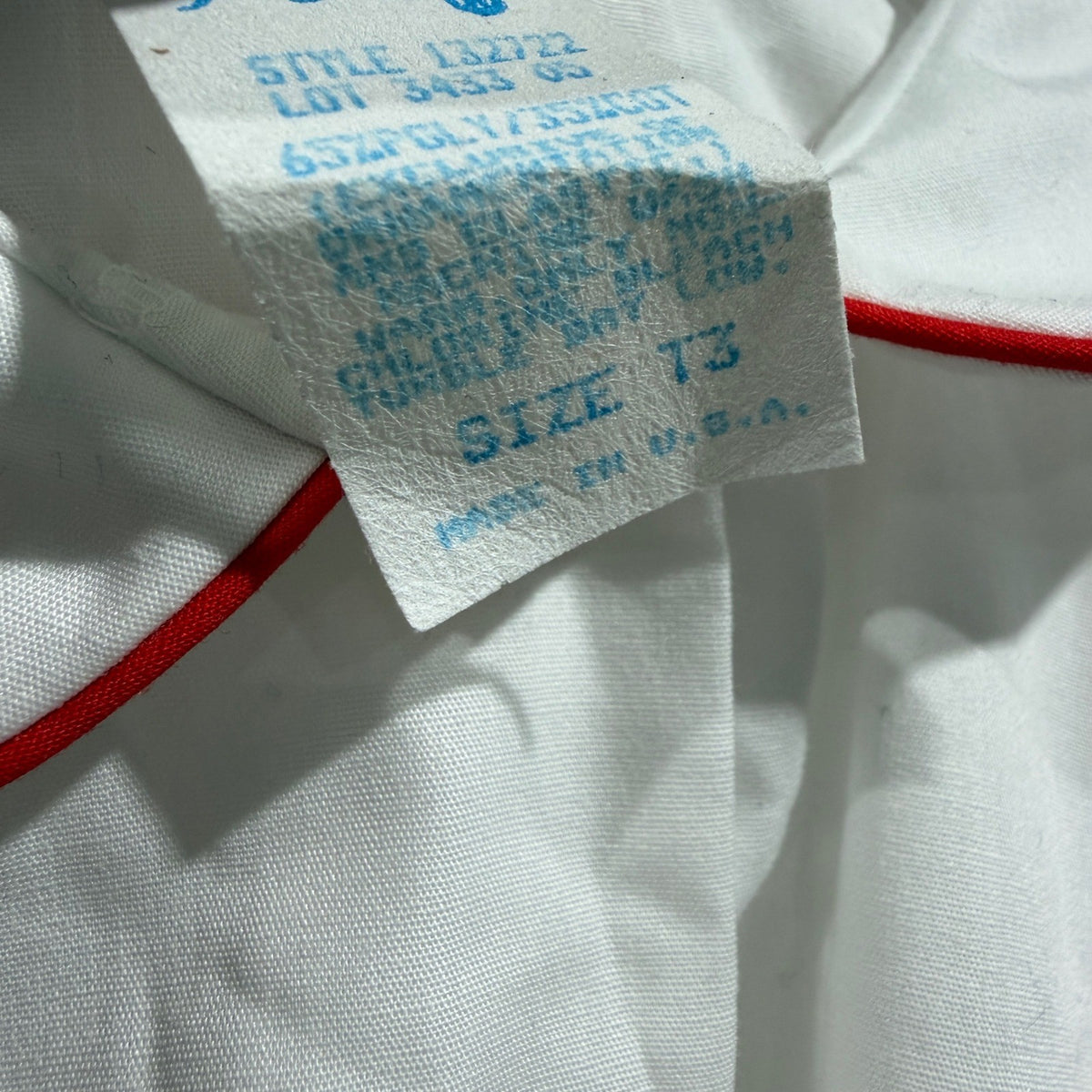 Her Majesty Blouse Girls 3 White Red Piped Cotton Blend Vintage3