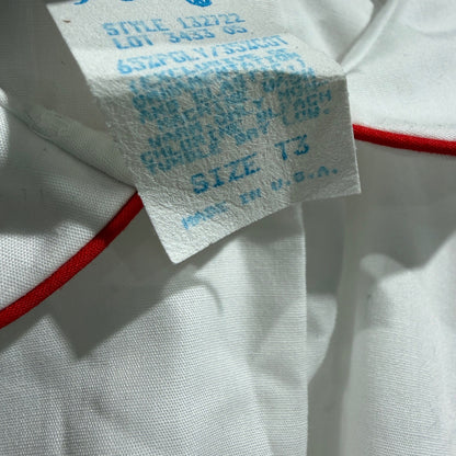 Her Majesty Blouse Girls 3 White Red Piped Cotton Blend Vintage3