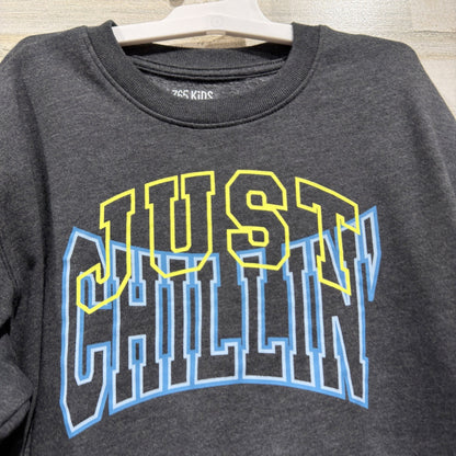 365 Kids Sweatshirt Boys 8 Gray Just Chillin Graphic Skater EUC1